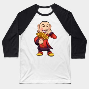 Man With Chinese Smiling Mask Baseball T-Shirt